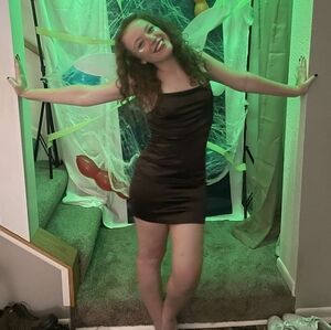 Brown Satin Slip Dress